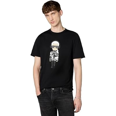 Karl Lagerfeld Mens Karl Character with Headphones Short Sleeve Crew Neck Shirt