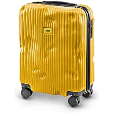 CRASH BAGGAGE Stripe Suitcase | Yellow | 36L | 100% Polycarbonate, TSA-Approved Lock, 360 Spinning Wheels