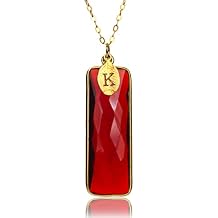 Susabella Rectangular Gemstone Necklace, Birthstone Jewelry, Sterling Silver or 18K Gold, Personalized Bar Necklace, Gifts for Mom