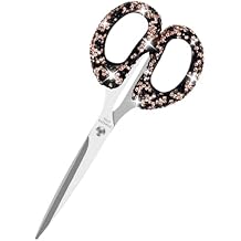 Multibey 6.3-Inch Glitter Rhinestone Scissors - Stainless Steel Cute Scissors Sharp Blade Paper Cutting Tool for School, Home& Crafting(Black Gold)