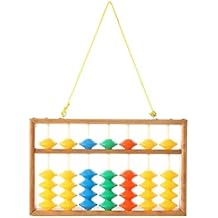 Math Abacus 7 Column Hanging Wooden Abacus Chinese Educational Tool Calculator for Student Teacher Abacus Arithmetic Counting Tool(Multi-Colored)
