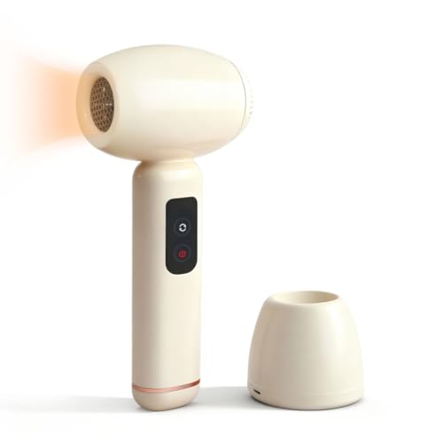 NUFR Cordless Hair Dryer for Kids with Charging Base, Quiet Portable Mini Travel Blow Dryer for Hair Delicate Skin 3 Speed Settings, Low Heat Gentle Airflow Rechargeable Small Home Hair Dryer