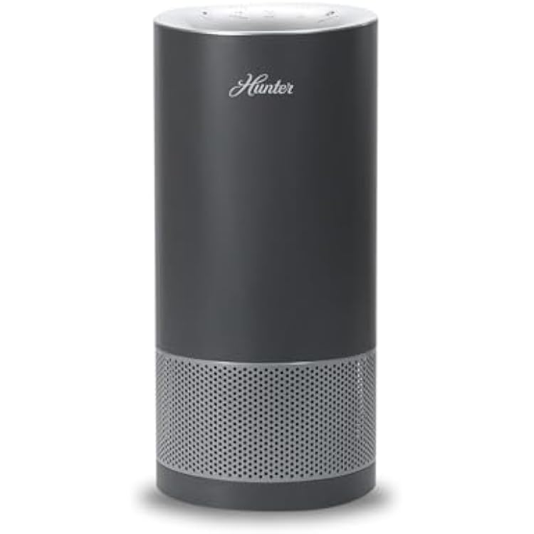 Hunter HP450UV Round Air Purifiers for Home, True HEPA Air Purifier Tower for Pets, Odors, Allergens, Smoke, Dust, VOCs. HEPA Air Purifiers for Bedroom and Small Room. Graphite