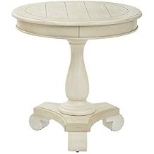 OSP Home Furnishings Avalon Hand Painted Round Accent Table, Antique Beige
