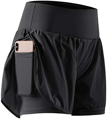 CADMUS 2 in 1 Women's Workout Shorts for Athletic Gym Running Shorts with Phone Pockets