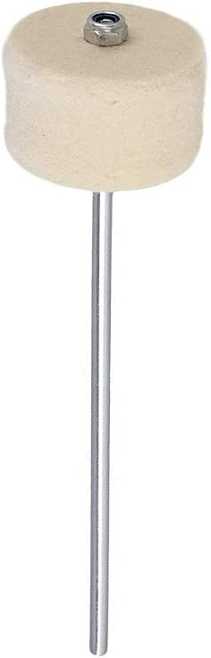 Jiayouy White Felt Bass Drum Beater Kick Drum Foot Pedal Beater Percussion Instrument Accessory Part Stainless Steel Shaft