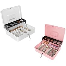 Cash Box with Money Tray and Key Lock 11.8"x9.45"x3.54"