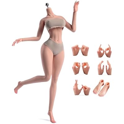 Fremego 16 Scale Female Super Flexible Seamless Body 12inch Large Bust Normal Skin Female Figure Body with Detachable Feet Miniature Action Figure Doll