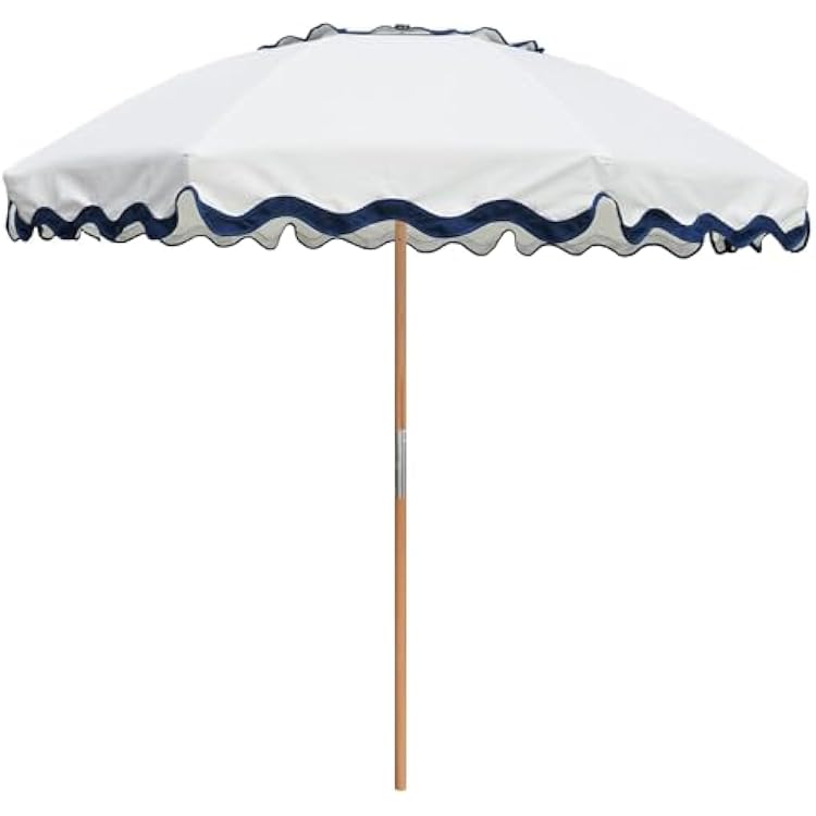 AMMSUN 7.8ft Seashore Umbrella, Outdoor Umbrella, Boho Patio Umbrella with UV 50 Air Vent Ash Wood Pole Carry Bag & Water-Resistant Canvas