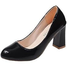 Women's Ladies Fashion Round Toe Solid High Heels Single Work Business High Heels Shoes for Women Sexy Closed