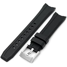 MiLTAT 20mm Wheels Resilient Curved End FKM Rubber Watch Strap Black