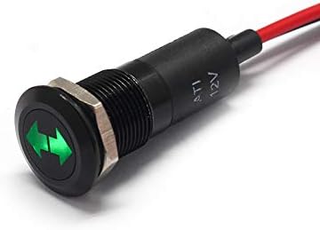 Alpinetech PLB12MS 12mm 1/2" 12V LED Metal Signal Indicator Pilot Dash Light (Interior Hazard Light (Green))