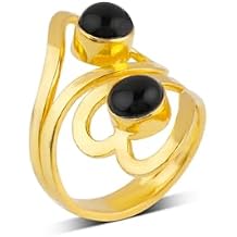 Natural Gemstone Ring, Gold Plated Handmade Jewelry for Women, Round Stone Ring, Healing Crystals Bohemian Promise Fashion Ring, Christmas Gift for Women