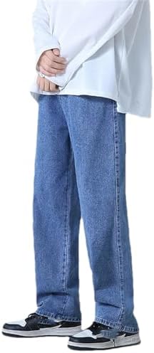 Streetwear Men's Blue Wide Leg Jeans Autumn Korean Style Straight Baggy Denim Pants Student Teen Trousers