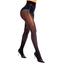 HONENNA Sheer Black Tights for Women Shiny Control Top Silk Sexy Stockings Club Outfits for Women Oil High Waist Pantyhose