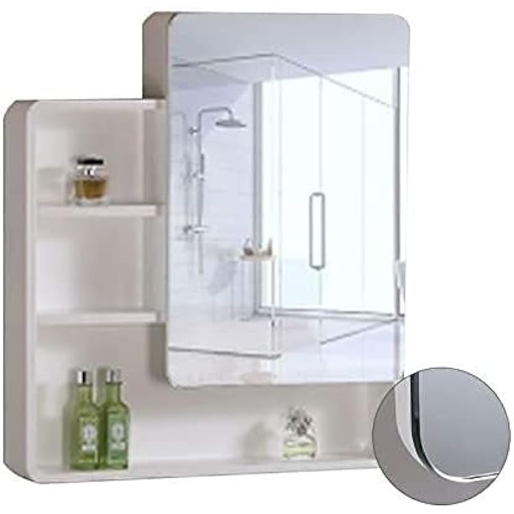 Bathroom Mirror Cabinet, Bathroom Cabinet Wall Mounted for Home or Hotel, Bathroom Cabinet Wall-Mounted Mirror Cabinet Combination Wall-Mounted Oak Mi, 701480cm, White