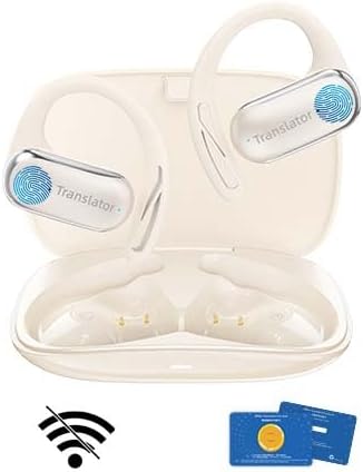 Wooask AI Translator Earbuds, 144 Language Translator OWS 3-in-1 AI Translation Earbuds Real Time F56 Beige (with Offline Package (Lifetime Free))