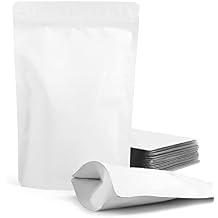 FireKylin 100 Pack Resealable Stand Up Bags,4.7" x 7.9" Smell Proof Pouch Sealable Foil Pouch Bags for Packaging (White)