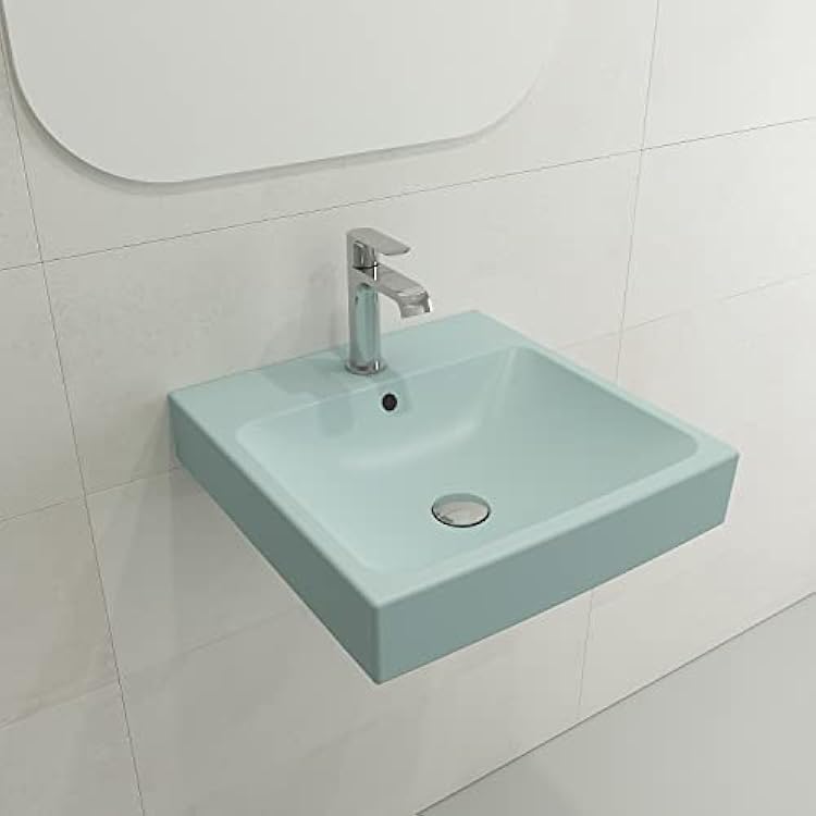 BOCCHI Scala Arch Wall-Mounted Sink Fireclay19 in. 1-Hole in Matte Ice Blue