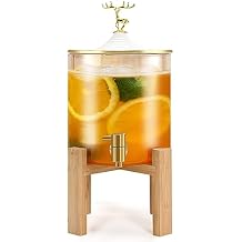 Water Dispenser for Party, 1.32 Gallon Glass Beverage Dispenser with Spigot, Punch Dispenser for Parties, Party Drink Dispenser for Lemonade, Juice, Punch, Water, Outdoor, Daily Use