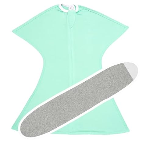 SleepingBaby Zipadee-Zip Transition Swaddle (Classic Mint, X-Small for 3-6 Months) and Snuggle Strap (Grey, One Size) - Wearable Baby Blanket and Accessory for Easy Diaper Changes - Polyester, Spandex
