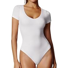 IUGA Bodysuits for Women Tummy Control Body Suits for Womens Compression Slimming Thong Bodysuit V Neck
