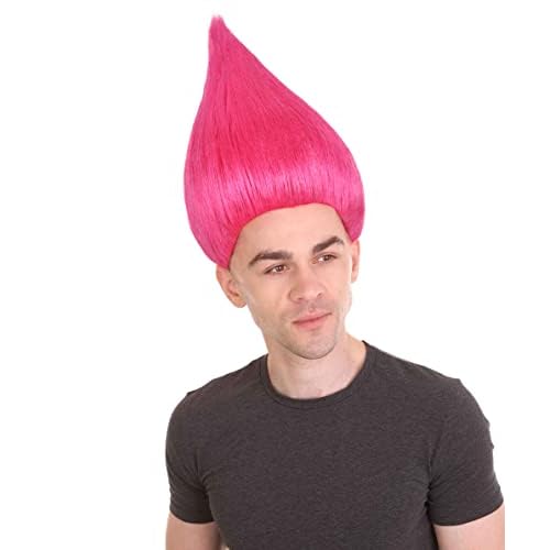 Unisex Pink Color Straight Cosplay Halloween Young Troll Wig, Synthetic Soft Fiber Hair, Perfect for your next Festival and Group Anime Party