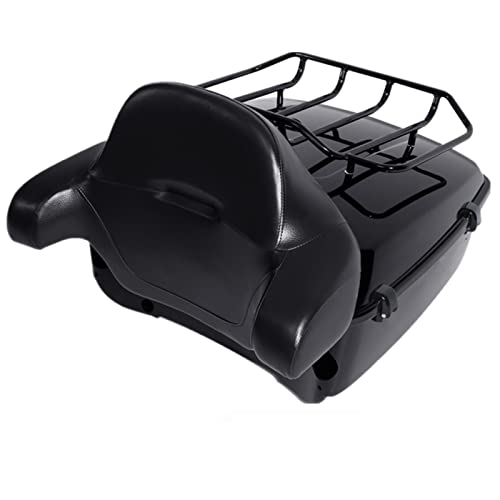 XMTMOTO Vivid Black King Tour Trunk Kit Tour TrunkLuggage RackBackrest Fit for Harley Davidson Touring Road King Road Glide Street Glide and Select CVO Models 2014-2025