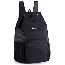 sportsnew Swim Bag Mesh Beach Drawstring Backpack with Wet Pocket, Drawstring Bag for Swimming, Gym, Pool, Workout Gear, Beach Volleyball Backpack for Women Men