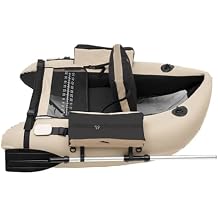 Inflatable Fishing Boat, Outdoor Fishing Float Tube Portable Fishing Raft Capacity 286.6 Lbs Adjustable Backrest (90-180) with Hand Air Pump & Oar and Fin