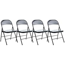 Alera Armless Steel Folding Chair, Supports Up to 275 lb, Black Seat, Black Back, Black Base, 4/Carton