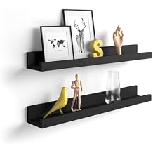 Mobili Fiver, Set of 2 First Picture Shelves, 31.49 in, Ashwood Black, Made in Italy