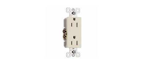 Legrand radiant 15 Amp Decorator Duplex Outlet Light Almond 10 Pack | Pass & Seymour Residential Grade, Decor Wall Outlet, Push Wire, Side Wire, Duplex Receptacle