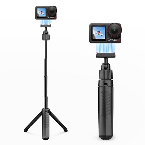 Portable Four Section Retractable Action Camera Selfie Stick with Magnetic Camera Mount Tripod Mount for DJI Osmo Action 5 Pro 4 3 Osmo 360 Accessories