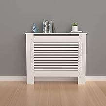 High Radiator Cover Wood Cabinet: 36 Inch Height White Small Heater Covers Horizontal Slats Modern Tall Radiators Shelf Thicken MDF Wooden Kitchen Bedroom Home Furniture for Living Room