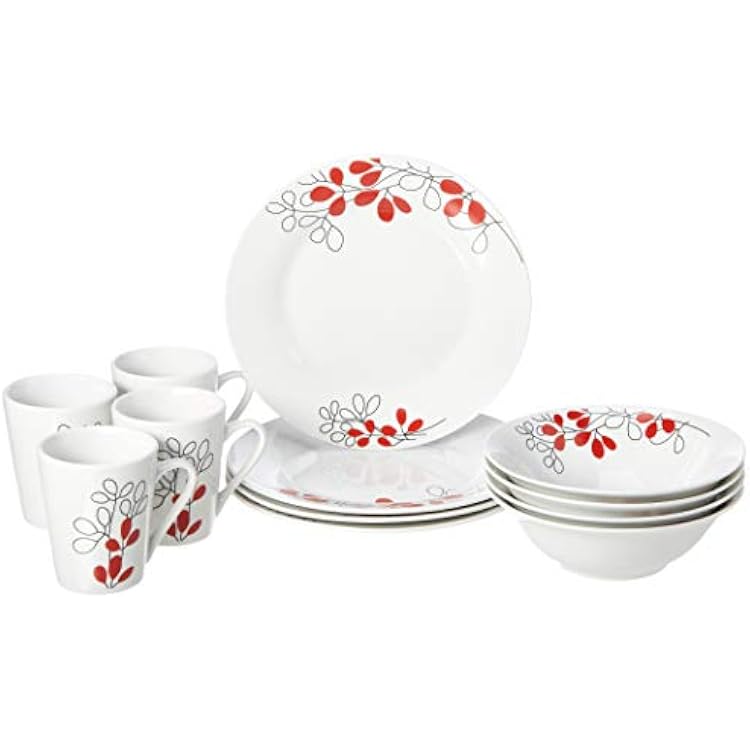Gibson Scarlet Leaves 12 pc Dinnerware Set