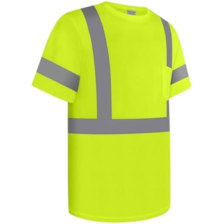 Work Shirts for Men ConstrUCRtion Class 3 High Visibility Shirts, Hi Vis Reflective Safety T-Shirts for Men Women, Short Sleeve Work Shirts, Durable to Use, UCR-Yellow XL
