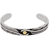 HAQUIL Silver Plated Stainless Steel Gold Tone Native American Feather Cuff Bracelet Jewelry Gift for Men and Women