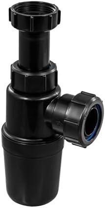 McAlpine AA10-BL Black 1.25" Slim Bottle Trap with Adjustable Inlet | Modern Basin Waste Trap | Space-Saving Design | Durable Construction