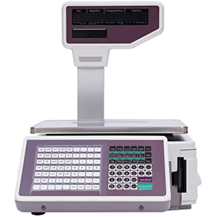 Digital Price Computing Scale with Thermal Label Printer, Food Scale, 60lb Capacity, Electronic Weight Scale, Commercial Meat Produce Weight Scale, Double-Sided Supermarket Scale