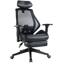Office Chair Gaming Chair Computer Chair Ergonomic Reclining Office Boss Chair with Footrest Multi-Function Lifted Rotated Computer Chair Protect Waist Gaming Chair (Color : Black, Siz