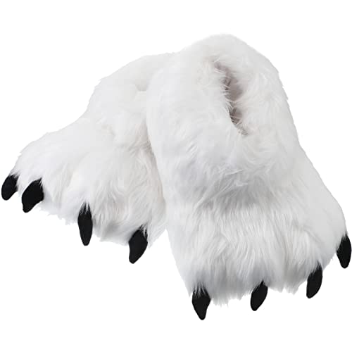 Meanplan Winter Animal Paw Shoes Funny Fluffy Bear Slippers Plush Bear Shape Claw Non Slip Slippers Unisex Cute Costume House