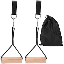 Pull Up Workout Handle Chin Up Wood Grips Heavy Duty Gym Weight Handles for Muscle Strengthening Fitness Machine Home Gym Equipment Beech Wood Polyester Iron 200kg Capacity