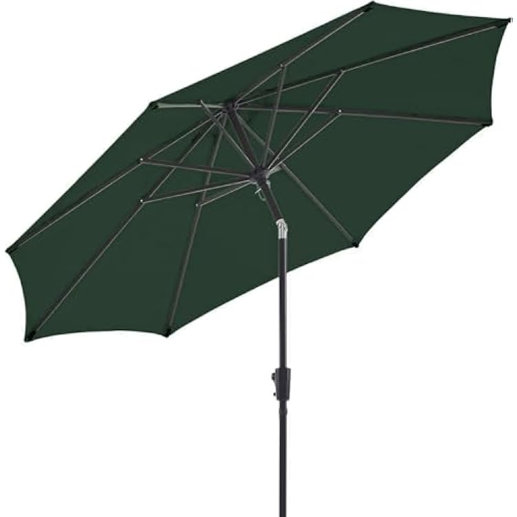 BLUU MAPLE Olefin 9 FT Patio Market Umbrella Outdoor Table Umbrellas, 3-year Nonfading Olefin Canopy, Market Center Umbrellas with 8 Strudy Ribs & Push Button Tilt for Garden, Lawn & Pool Army Green