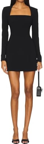 SHESEEWORLD Womens Sexy Square Neck Long Sleeve Mini Dress Bodycon Party Cocktail Club Short Dress