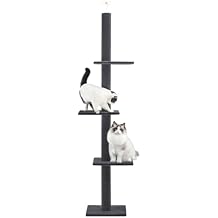 Cat Craft Cat Tree Floor to Ceiling 95-108" Tall Cat Tree Carpet Cat Tower Kitten Tree Sisal Scratching Post and Mat Cat Pole for Indoor Cats, Charcoal, 4-Tier