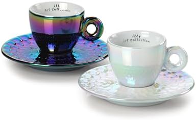 illy Collection 25568 Set of 2 John Armlender Art Collection Espresso Cups + Saucers Numbered and Signed