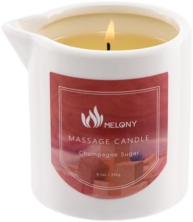 MELONY Massage Candle - Holiday Candle Gifts for Women & Men - Moisturizing Body Oil Candle for Home Spa - Body Massage Oils & Lotion Candle - 8.1oz Champagne Sugar
