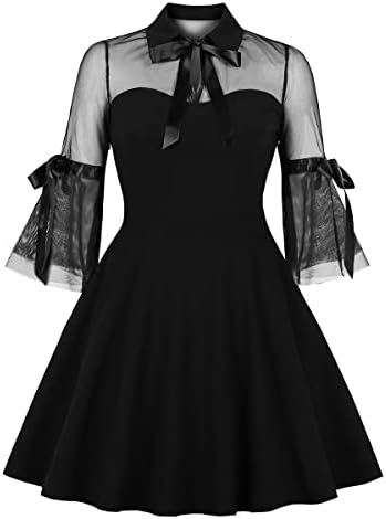 Womens Vintage Polka Dot 1950s Audrey Retro Rockabilly Prom Dress 50s 60s A-Line Cocktail Party Swing Dress