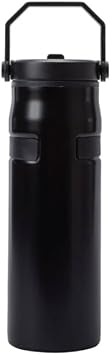 32 oz Reusable Water Bottle with Printed Design, Black, with Handle and Screw Cap
